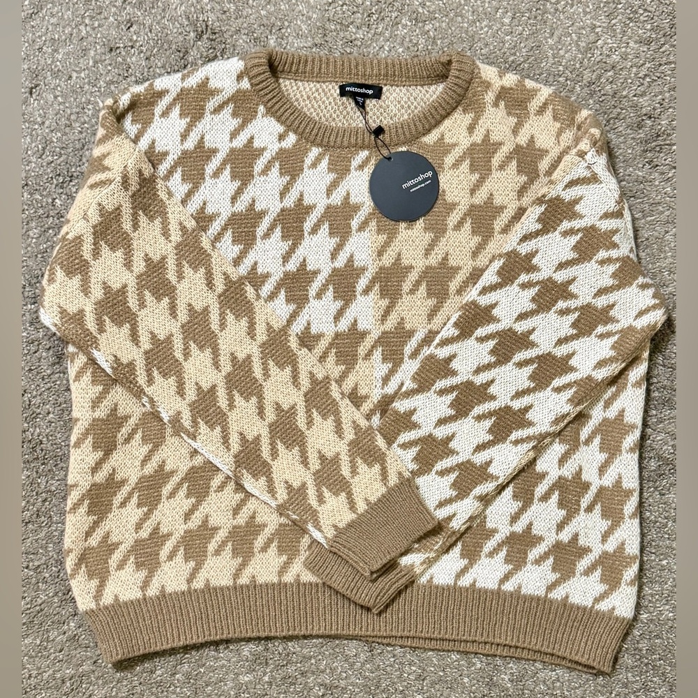 MittoShop Oversized Houndstooth Sweater